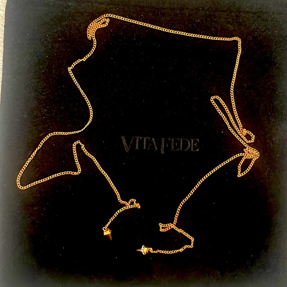 Vita Fede Titan Crystal Wrap Necklace Rose Gold